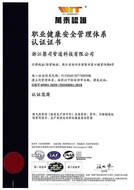 职业健康安全管理体系认证